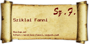 Sziklai Fanni névjegykártya